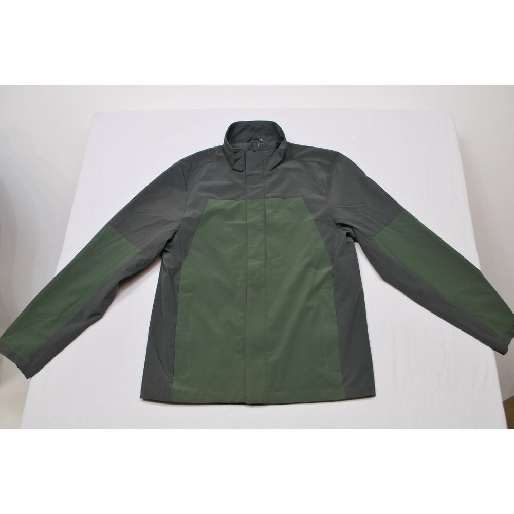 J. Crew Gray and Green Zip Front Water Resistant Performance Jacket Medium NWT